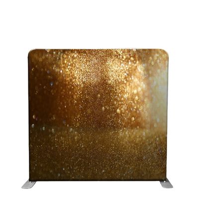 Contexto brillante el 10ft de la cabina de la foto del oro de la exhibición del tubo de la tela de la tensión del partido