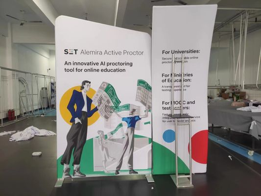 cabina retroiluminada ligera del comercio justo del soporte de la exhibición de la exposición de la feria profesional de la tela de la tensión 230g